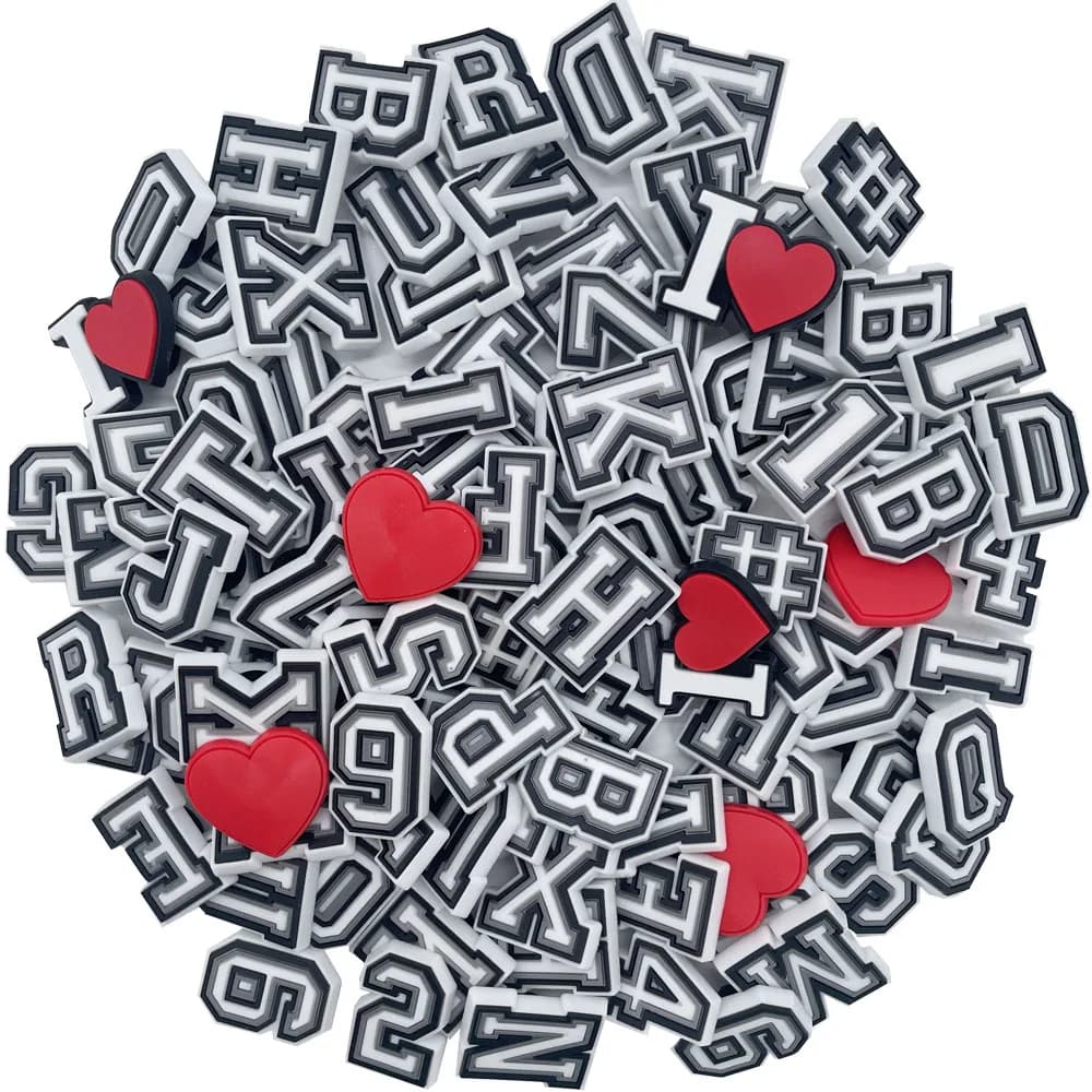 26/28/54/40/80Pcs Alphabet Series Shoe Charms For DIY Charms Shoe Decoration Accessories Bubble Slides Sandals Shoe Pins
