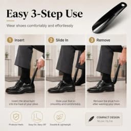 Compact Shoe Horn Set - Durable Plastic, 16cm, Ideal for Travel & Home Use