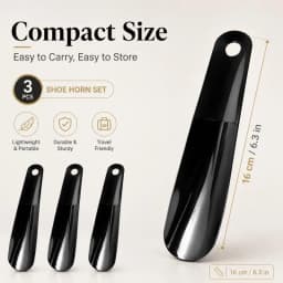 Compact Shoe Horn Set - Durable Plastic, 16cm, Ideal for Travel & Home Use