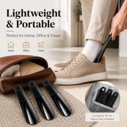 Compact Shoe Horn Set - Durable Plastic, 16cm, Ideal for Travel & Home Use