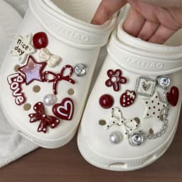 Sweet Style Shoe Charms Set for Clogs Strawberry Bow Heart Rabbit Shoe Decoration Pins Shoe Accessories for Women Girls Sandals
