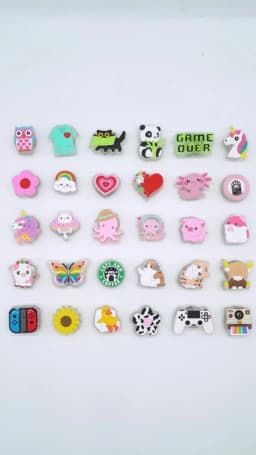 Pink Heart LED Shoe Charms for Girls,Cute Butterfly Cat Pin Accessories for Shoes,Game Handle Flower Clog Buckle Decoration