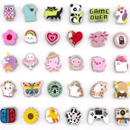 Pink Heart LED Shoe Charms for Girls,Cute Butterfly Cat Pin Accessories for Shoes,Game Handle Flower Clog Buckle Decoration