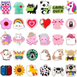 Pink Heart LED Shoe Charms for Girls,Cute Butterfly Cat Pin Accessories for Shoes,Game Handle Flower Clog Buckle Decoration