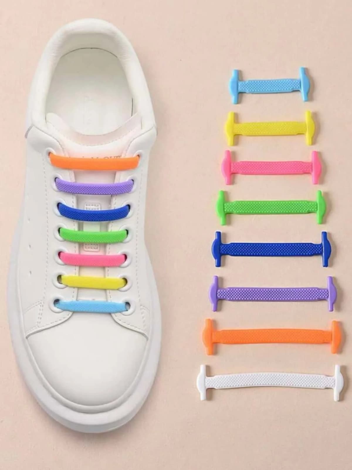 New 16Pcs Elastic Shoe Laces All Sneakers Silicone Stretch Shoelaces Unisex Fashion No Tie Shoelace Rubber Band Shoelaces