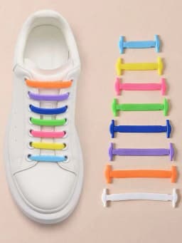 New 16Pcs Elastic Shoe Laces All Sneakers Silicone Stretch Shoelaces Unisex Fashion No Tie Shoelace Rubber Band Shoelaces
