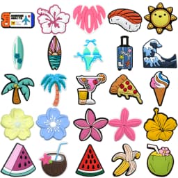 1/25PCS Summer Style Shoe Charms Decorations Watermelon Coconut Flower Pizza Shoe Accessories Pins for Clog Sandal Buckle Gifts