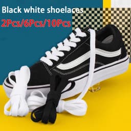 White Black Classic Shoe Laces Solid Color 8mm Wide Flat Shoelace Sneakers Quality Laces 2Pcs/6Pcs/10Pcs