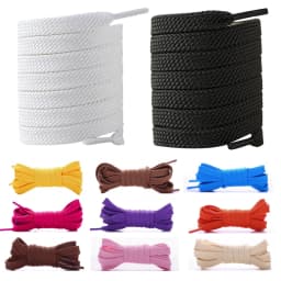 Solid Color Flat Braided Shoelaces, Durable Polyester Replacement Laces, Fashion Laces for Sneakers, Sports & Casual Shoes