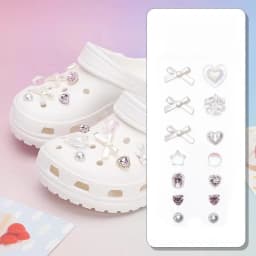 Luxury Bow Heart Shoe Charms for Summer Beach Sandals Rhinestone Ballet Style Decorations DIY Accessories Women Girls Gifts