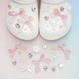 Luxury Bow Heart Shoe Charms for Summer Beach Sandals Rhinestone Ballet Style Decorations DIY Accessories Women Girls Gifts