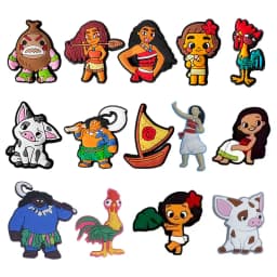 MESUCA 12-16pcs Moana Cartoon Shoe Charms for Women Girls Shoes Decoration Accessories For Clog Sandal Wristband Bag