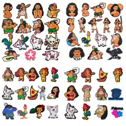 MESUCA 12-16pcs Moana Cartoon Shoe Charms for Women Girls Shoes Decoration Accessories For Clog Sandal Wristband Bag