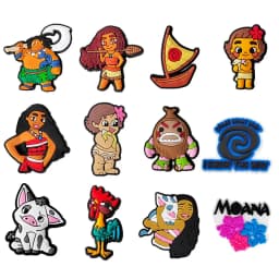 MESUCA 12-16pcs Moana Cartoon Shoe Charms for Women Girls Shoes Decoration Accessories For Clog Sandal Wristband Bag