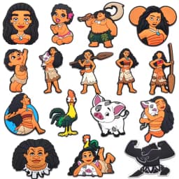 MESUCA 12-16pcs Moana Cartoon Shoe Charms for Women Girls Shoes Decoration Accessories For Clog Sandal Wristband Bag