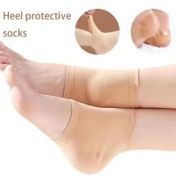 Black/Nude Heel Protective Mesh Gel Silicone Heel Sock Foot Cover Moisturizing Anti-wear Anti-crack Half Sock Heel Cover