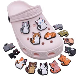 15Pcs Set PVC Soft Rubber Cute Cat Shoe Charms DIY Removable Shoe Buckles Detachable For Hole Clogs Sandals Sneaker Accessories