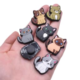 15Pcs Set PVC Soft Rubber Cute Cat Shoe Charms DIY Removable Shoe Buckles Detachable For Hole Clogs Sandals Sneaker Accessories
