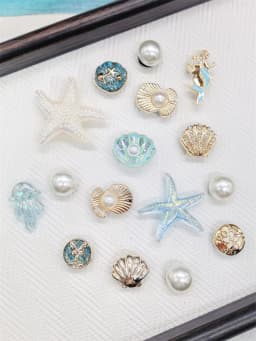 16PCS Luxury Ocean Starfish ABS Shoe Charms Accessories Scallop Mermaid Clogs Shoe Buckles DIY Decorations Jellyfish Shoe Clips