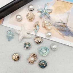 16PCS Luxury Ocean Starfish ABS Shoe Charms Accessories Scallop Mermaid Clogs Shoe Buckles DIY Decorations Jellyfish Shoe Clips