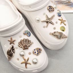 16PCS Luxury Ocean Starfish ABS Shoe Charms Accessories Scallop Mermaid Clogs Shoe Buckles DIY Decorations Jellyfish Shoe Clips