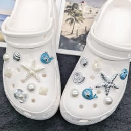 16PCS Luxury Ocean Starfish ABS Shoe Charms Accessories Scallop Mermaid Clogs Shoe Buckles DIY Decorations Jellyfish Shoe Clips