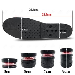 EiD 3-9cm Height Increase Insole Cushion Height Lift Adjustable Cut Shoe Heel Insert Taller shockarch Support Absorbant Foot Pad