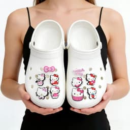 10Pcs Hello Kitty Shoes Charms Cute Pink Bow Shoe Charms for Clogs Cartoon Shoe Decorations Accessories for Girls Party Favors
