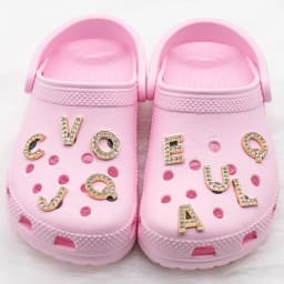 1pcs Metal Gold Luxury Letters Shoe Charms for Clog Alphabet Shoes Decorations Pins for Women Girl Sandal DIY Party Favor Gifts