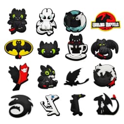 1-16pcs Cartoon Dragon Toothless Shoe Charms PVC Anime Shoes Accessories Fashion Boys Sandals Garden Shoe Buckle DIY Charms