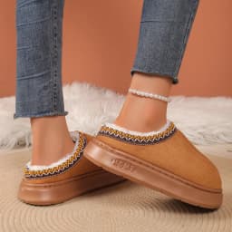 Men's High-End New Solid Color Faux Suede Patchwork Couple's Home Slippers, Thick-Soled, Non-Slip, Lightweight, Warm Cotton Slippers for Women
