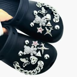 20PCS Summer Fashion Shoe Charms Set Accessories for Clogs Shoe Buckle Silver Bear Butterfly Diamond Chain DIY Shoes Decorations