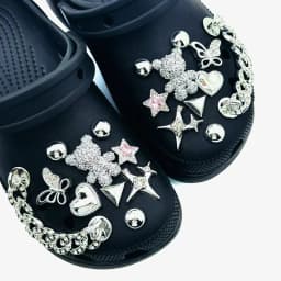 20PCS Summer Fashion Shoe Charms Set Accessories for Clogs Shoe Buckle Silver Bear Butterfly Diamond Chain DIY Shoes Decorations
