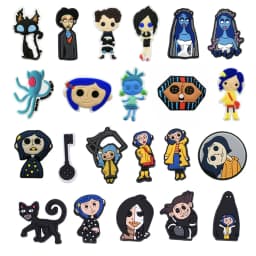 13-25Pcs Animation Movie Coraline The Secret Door Shoe Charms Cartoon Clog Sandals Shoes Decorate Aceessories Buckle Gifts