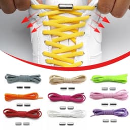Semicircle No Tie Shoelaces Metal Lock Elastic Sneaker Shoestrings Adjustable One Size Fits All Shoe Laces Shoes Accessories