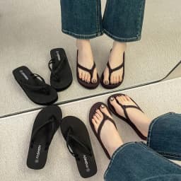 Lightweight EVA Wedge Heel Flip Flops Women Summer 2026 Casual Thick Bottom Beach Slippers Woman's Platform Clip Toe Sandals