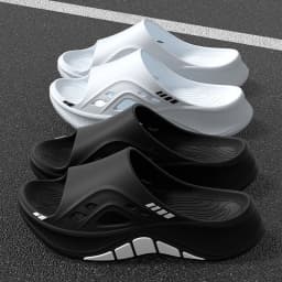 Striped Thick Bottom Sport Sandals Men Fashion Design Hollow Out Non Slip Eva Slippers Men Comfortable Soft Sole Beach Flip Flop
