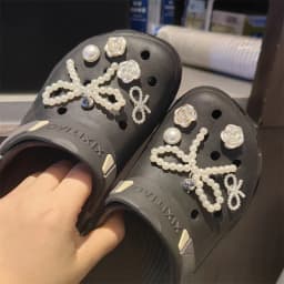 New Pearl Bow Shoe Charms Set Pearl Flower Advanced Shoe Decorations DIY Detachable Buckle Shoes Accessories