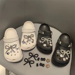 New Pearl Bow Shoe Charms Set Pearl Flower Advanced Shoe Decorations DIY Detachable Buckle Shoes Accessories