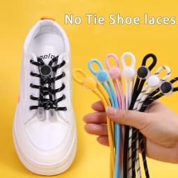 1Pair Colorful Spring Lock Shoelaces Without ties Round elastic Laces Sneakers No Tie Shoe laces Kids Adult quick Shoelace