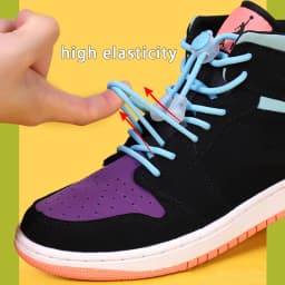 1Pair Colorful Spring Lock Shoelaces Without ties Round elastic Laces Sneakers No Tie Shoe laces Kids Adult quick Shoelace