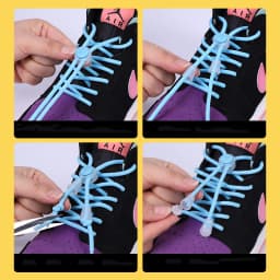 1Pair Colorful Spring Lock Shoelaces Without ties Round elastic Laces Sneakers No Tie Shoe laces Kids Adult quick Shoelace