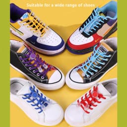 1Pair Colorful Spring Lock Shoelaces Without ties Round elastic Laces Sneakers No Tie Shoe laces Kids Adult quick Shoelace