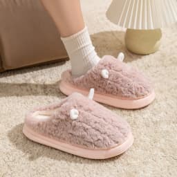 Women's Winter Warm Cute Cartoon Slippers Closed Toe Non Slip Furry House Shoes Men Indoor Bedroom Thick Sole Plush Slippers