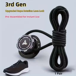 Quick-Tie Casual Sneaker Laces, No-Tie Locking System - Plastic Rotating Shoelace Fasteners - Secure Lock Sport Shoe Accessories