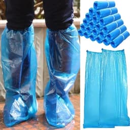 10/20pcs Disposable Shoe Covers Blue Transparent Plastic Outdoor Rainproof Thick Wear-resistant Waterproof Isolation Foot Covers