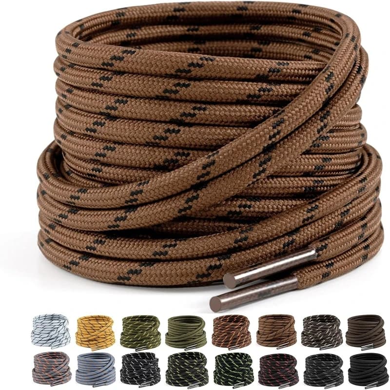2 Pairs Work Boots Shoe Laces Diameter 4.5mm Heavy Duty Hiking Shoelaces for Men Women Round German Training Shoelace