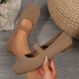 Women Casual Knitted Ballet Flats Shoes 2025 Comfortable Anti-slip Strap Loafers Mary Jane Lightweight Daily Walking Sneakers