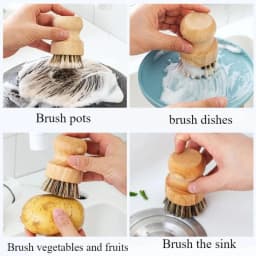 2pcs/set Kitchen Shoes Cleaning Brush Wooden Dish Brush with Natural Sisal and Coconut Durable Portable Eco Friendly Zero Waste