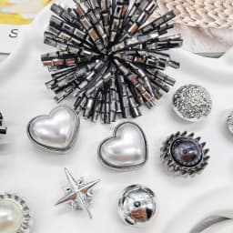 12PCS Shiny Firework Starbust Shoe Charms Accessories Silvery Heart Clogs Shoe Buckles DIY Decorations Round Beads Shoe Clips